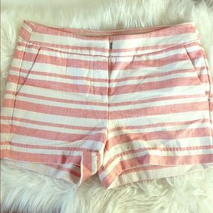 Salmon and white striped cotton shorts